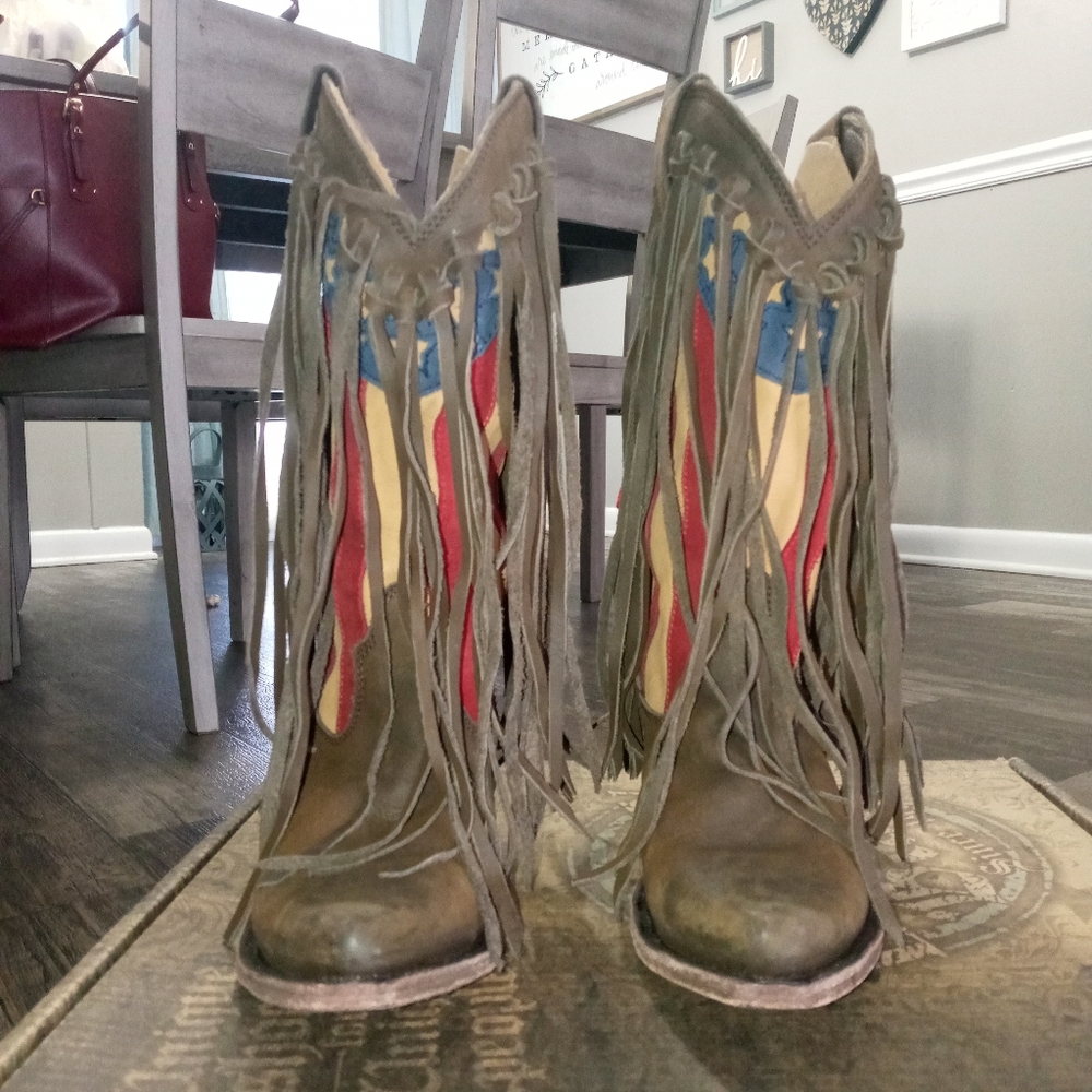 Liberty Black American Flag fringe Boots - Picture 4 of 6
